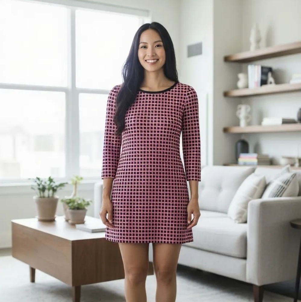 Tyler Boe pink black check dress sz small